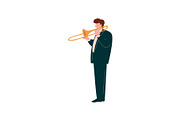 Young man Playing Trumpet, male
