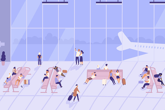 People in the airport in Illustrations - product preview 1