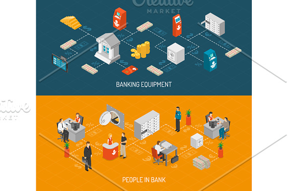 Bank Isometric Set in Illustrations - product preview 3