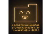 Smiling folder neon light icon