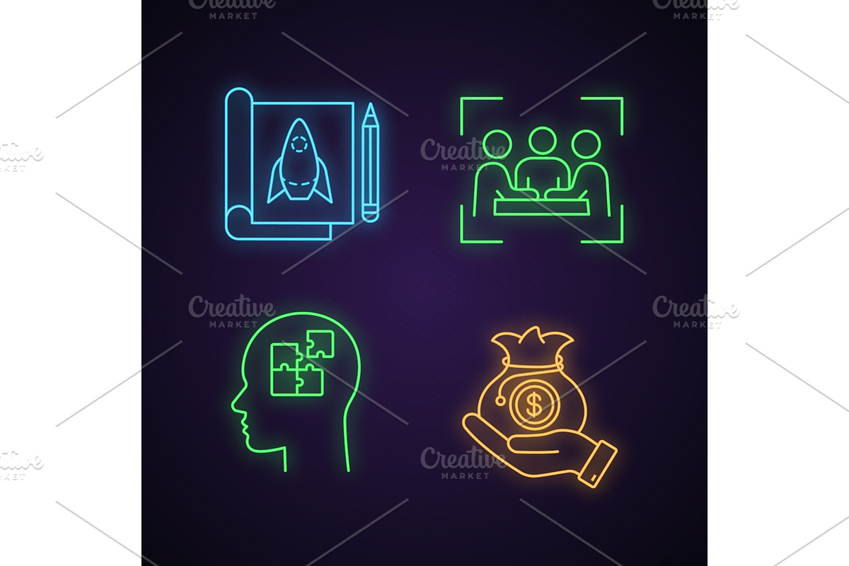 Startup neon light icons set in Icons - product preview 8