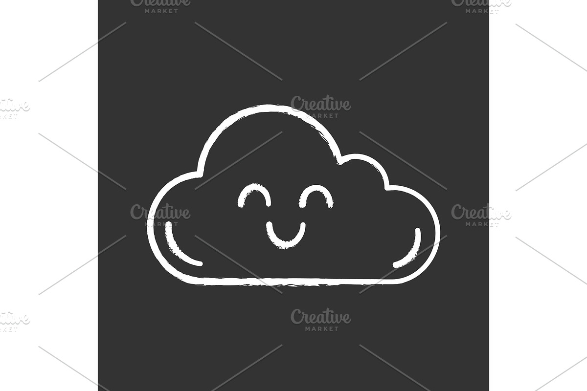 Smiling cloud chalk icon in Icons - product preview 8