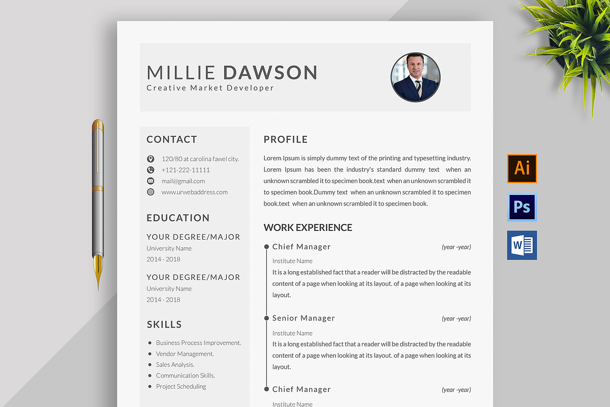 Resume Template and Cover Letter in Letter Templates - product preview 8