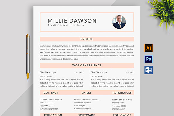 Resume Template and Cover Letter in Letter Templates - product preview 4