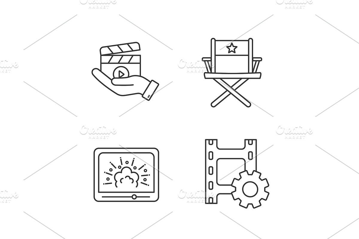 Film industry linear icons set in Icons - product preview 8