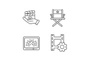 Film industry linear icons set