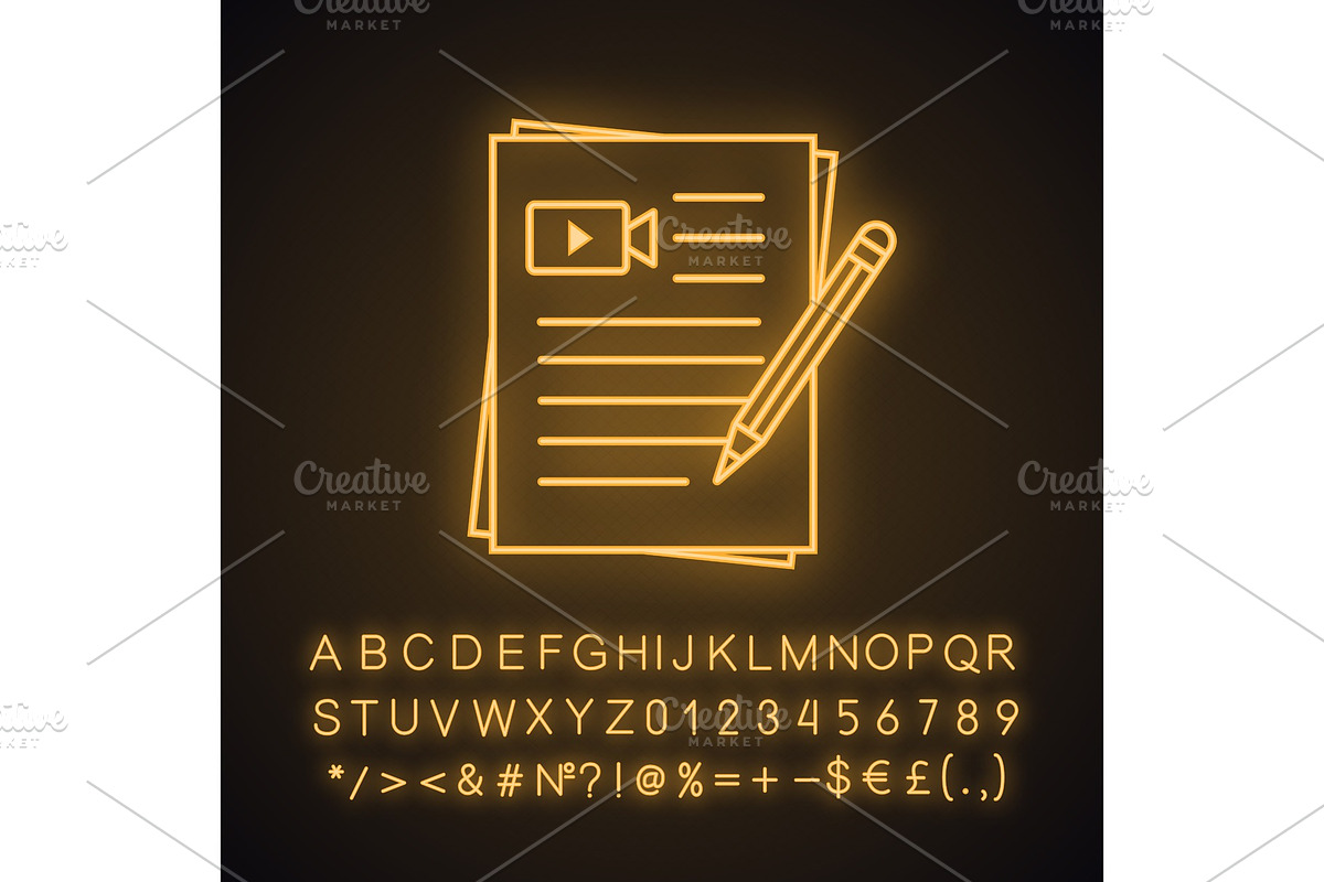 Movie scripts neon light icon in Icons - product preview 8