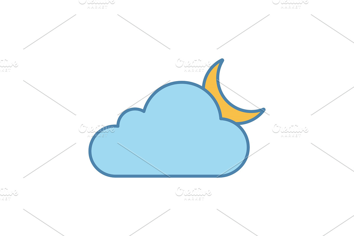 Cloudy night color icon in Icons - product preview 8
