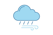 Rainy and windy weather color icon