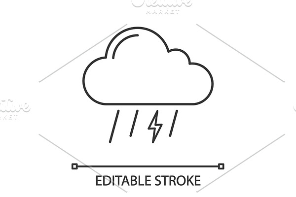 Thunderstorm linear icon
