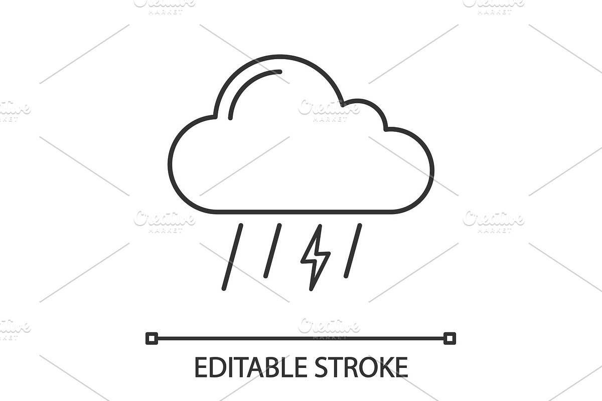 Thunderstorm linear icon in Icons - product preview 8