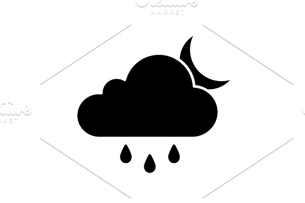 Rain night glyph icon