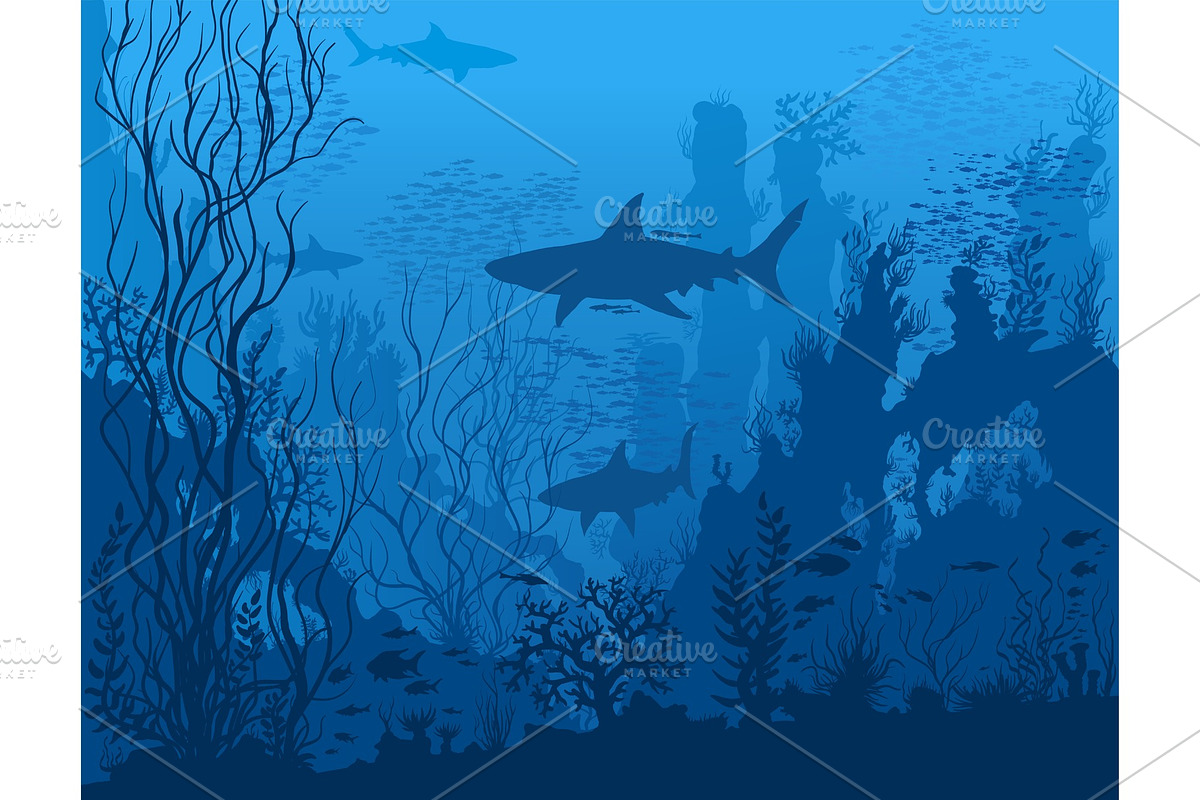 Underwater tropical vector landscape in Illustrations - product preview 8