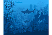 Underwater tropical vector landscape