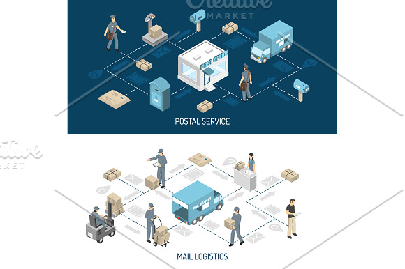 Post Office Isometric Set in Illustrations - product preview 2