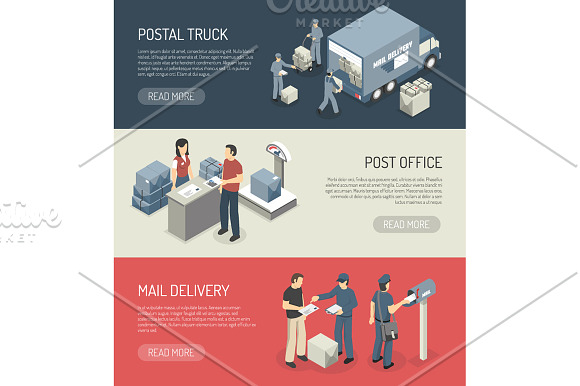 Post Office Isometric Set in Illustrations - product preview 3