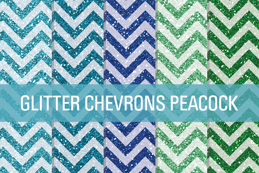 Glitter Chevron Textures Peacock
