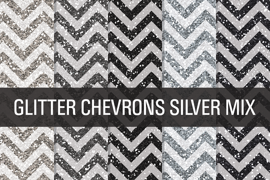 Glitter Chevron Textures Silver Mix in Textures - product preview 8