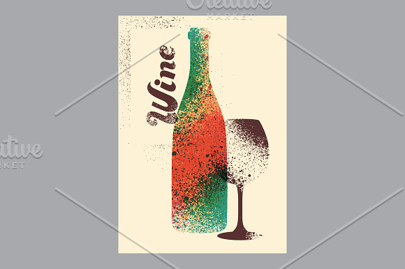 Wine stencil splash style posters. in Illustrations - product preview 5