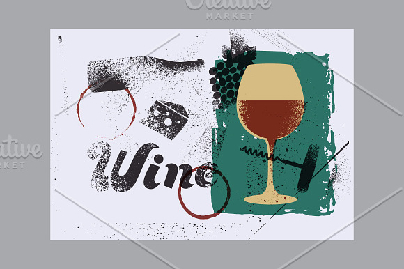 Wine stencil splash style posters. in Illustrations - product preview 15