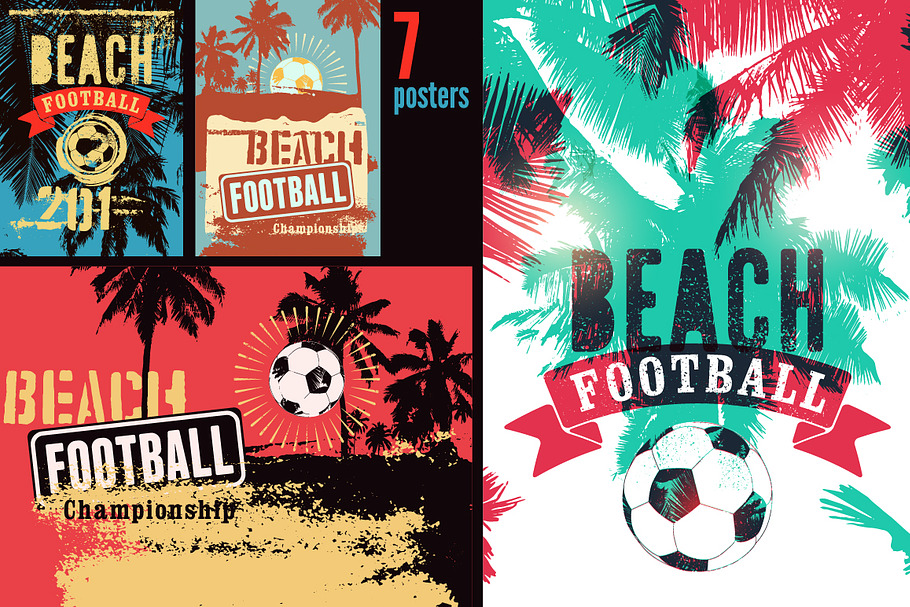 Beach Football vintage posters. in Illustrations - product preview 8