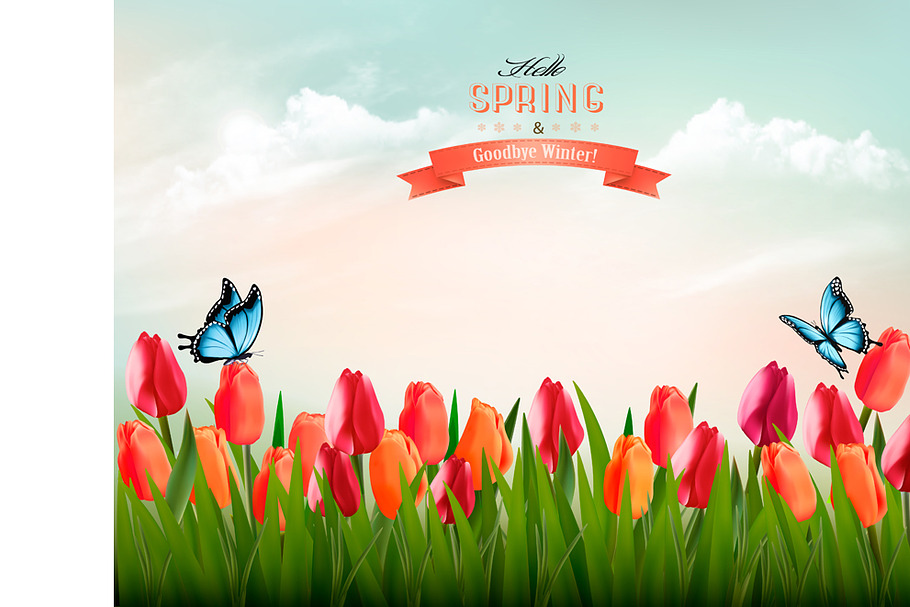 Spring background with flowers in Illustrations - product preview 8