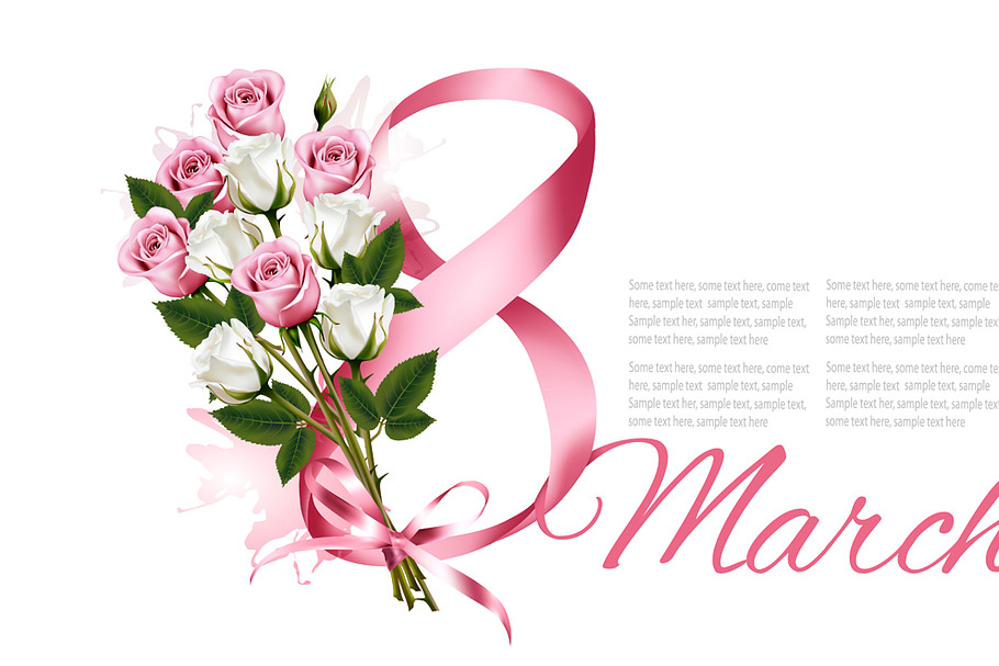 8th March illustration with roses in Illustrations - product preview 8
