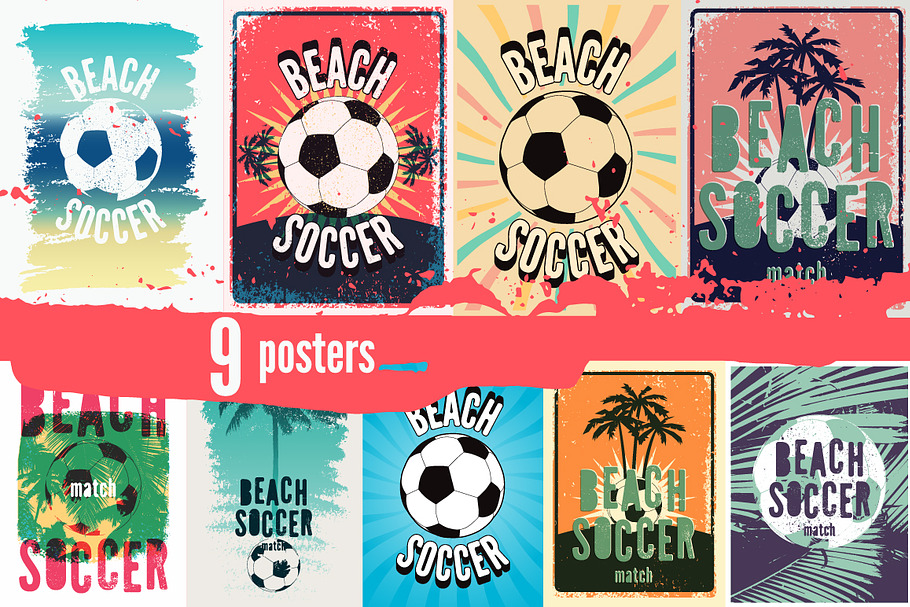 Beach Soccer vintage posters.
