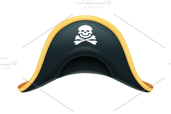 Pirate hat. Corsair headgear. Vector