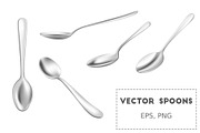 Silver spoons vector set