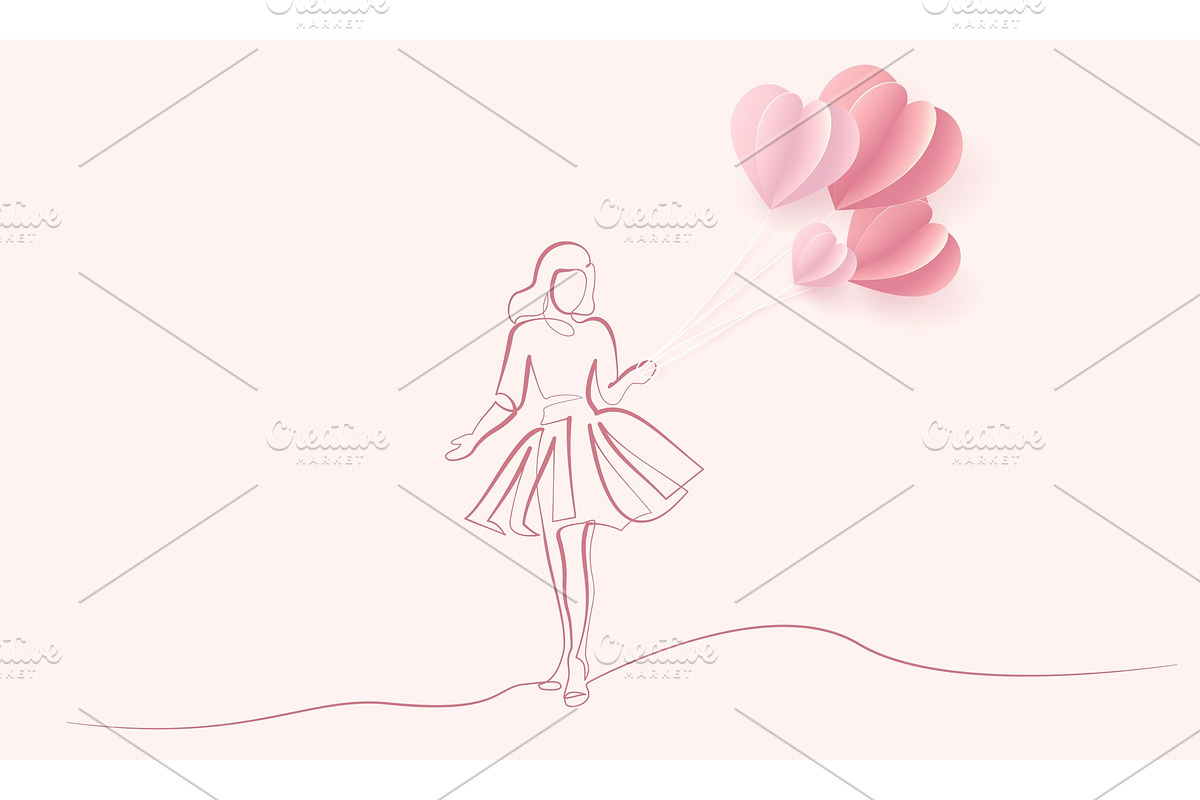 Young woman with air balloons in Illustrations - product preview 8