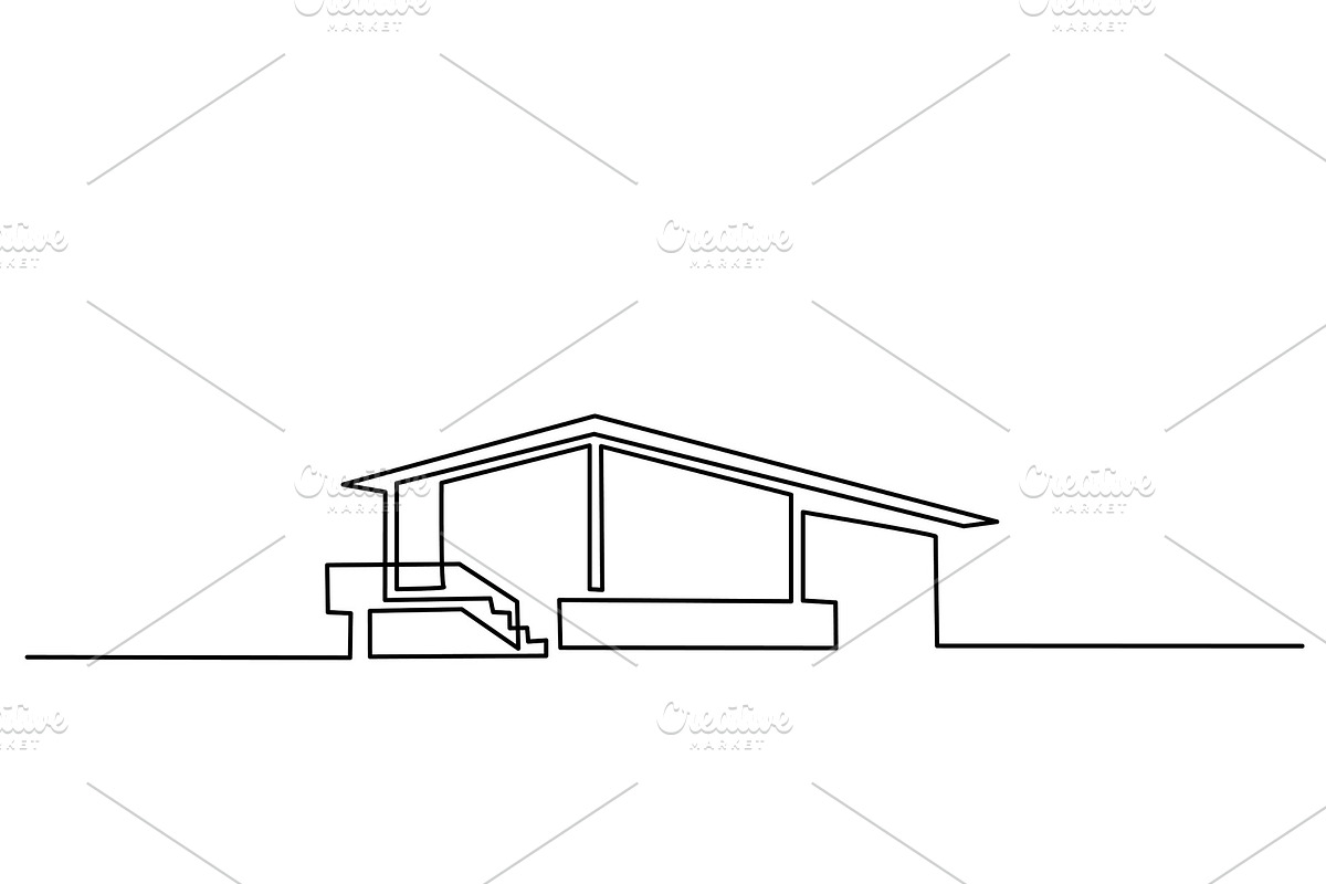 one line drawing Modern house in Illustrations - product preview 8