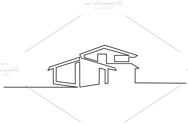 one line drawing Modern house