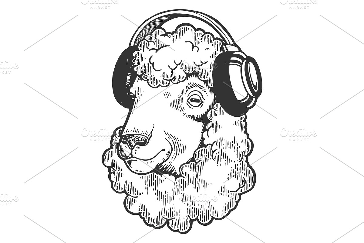 Sheep animal in headphones vector in Illustrations - product preview 8