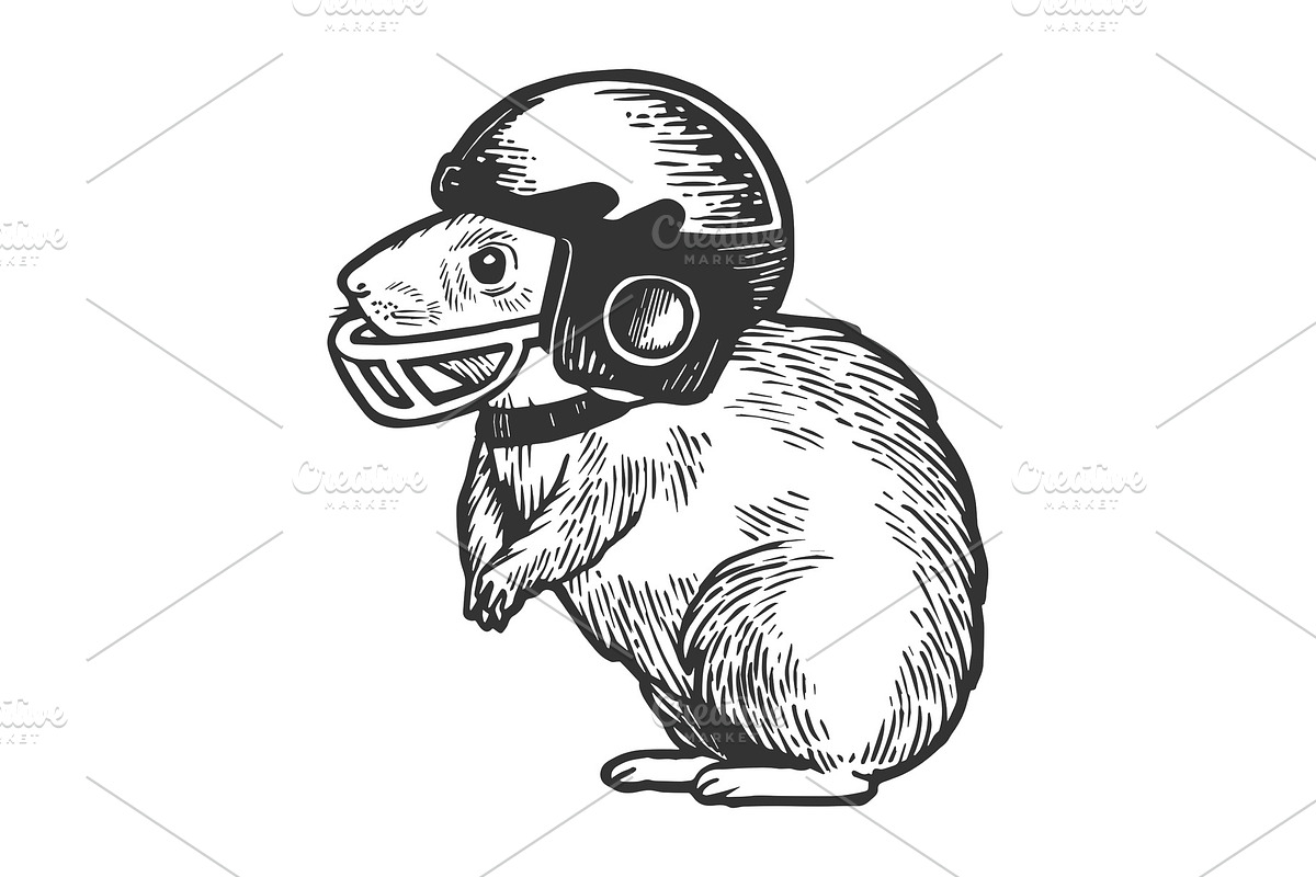 Hamster in football helmet vector in Illustrations - product preview 8