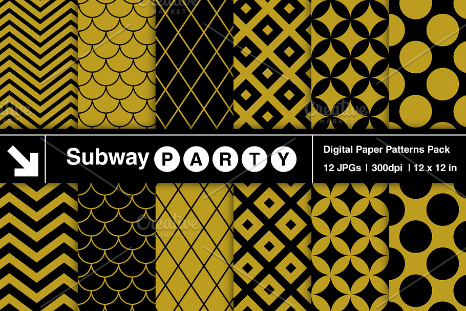 Gold & Black Retro Geometric Papers in Patterns - product preview 8