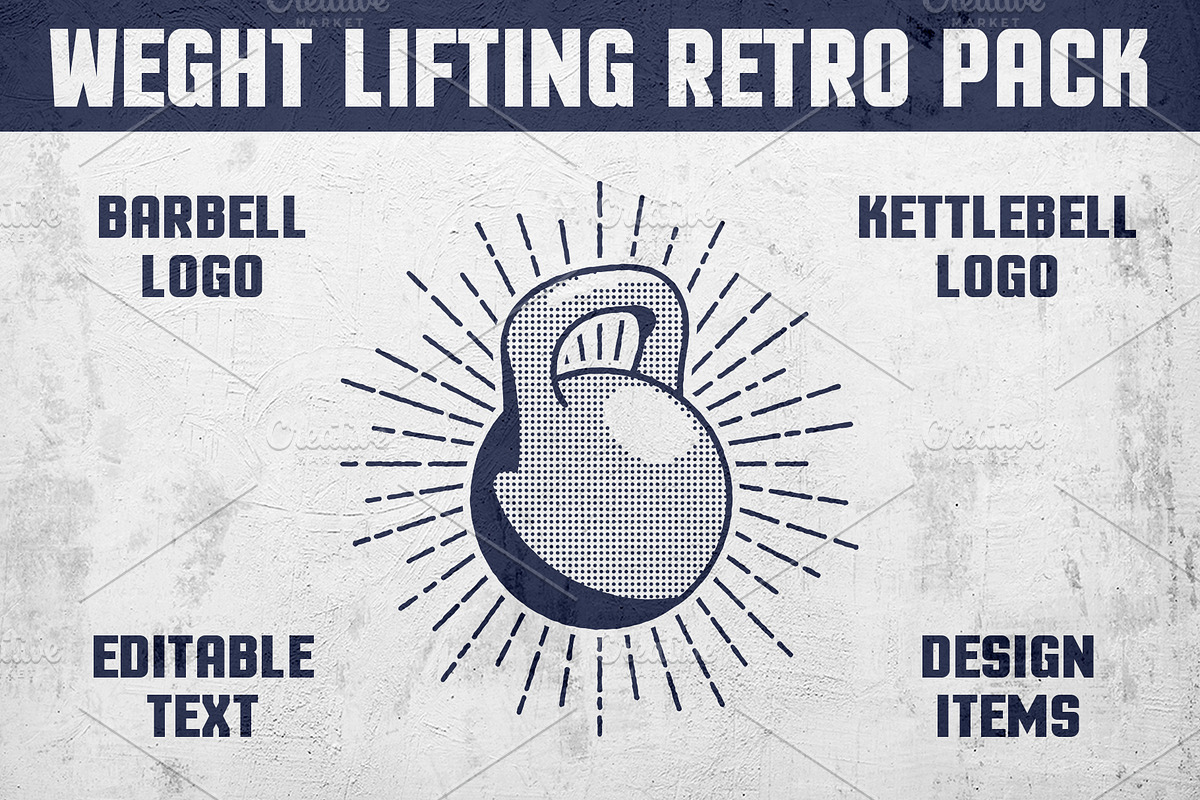 Weight Lifting Retro Pack in Logo Templates - product preview 8