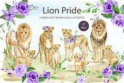 Watercolor Lion Family Clipart