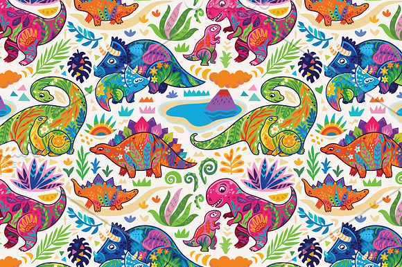 Mom and baby dinosaurs in Patterns - product preview 1