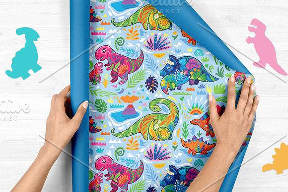 Mom and baby dinosaurs in Patterns - product preview 5