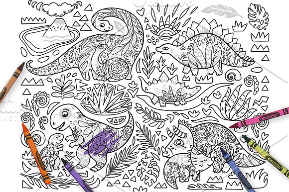 Mom and baby dinosaurs in Patterns - product preview 7