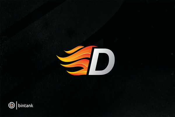 D Letter - Fire Flame Logo
