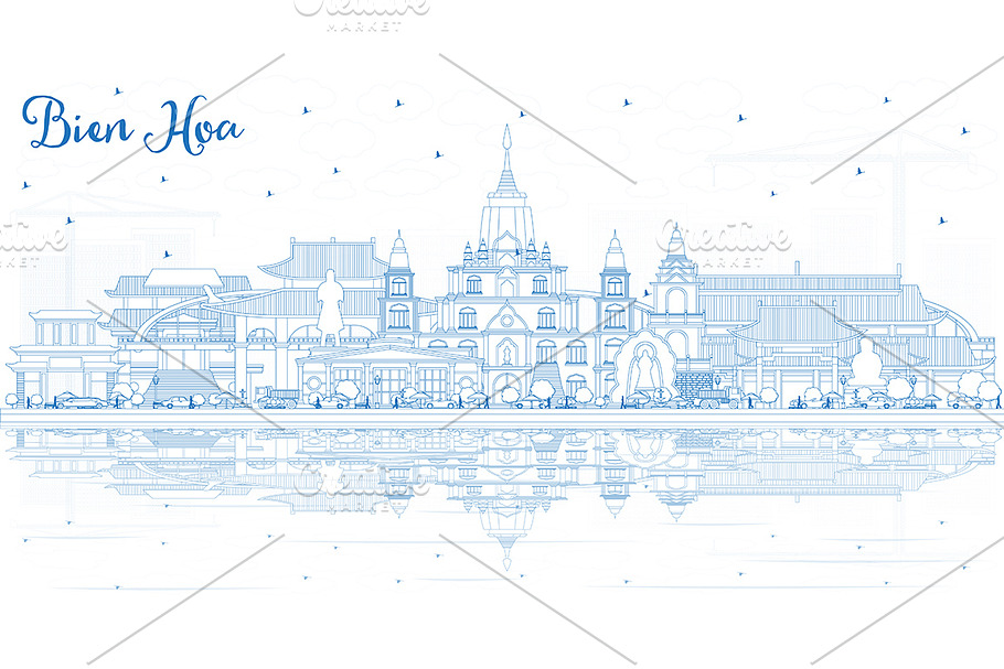 Outline Bien Hoa Vietnam City in Illustrations - product preview 8