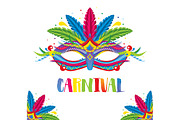 Carnival Mask with Feathers Isolated
