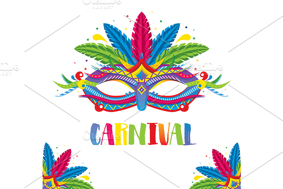 Carnival Mask with Feathers Isolated