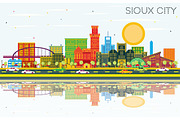 Sioux City Iowa Skyline with Color