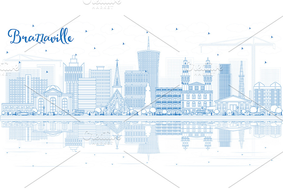 Outline Brazzaville Republic ofCongo in Illustrations - product preview 8