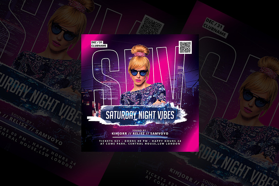 Saturday Night Vibes Party Flyer in Flyer Templates - product preview 8