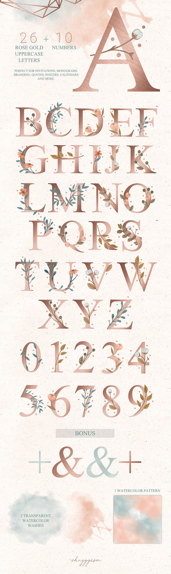 Rose Gold Alphabets in Illustrations - product preview 1