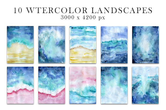 Ocean watercolor collection in Objects - product preview 3